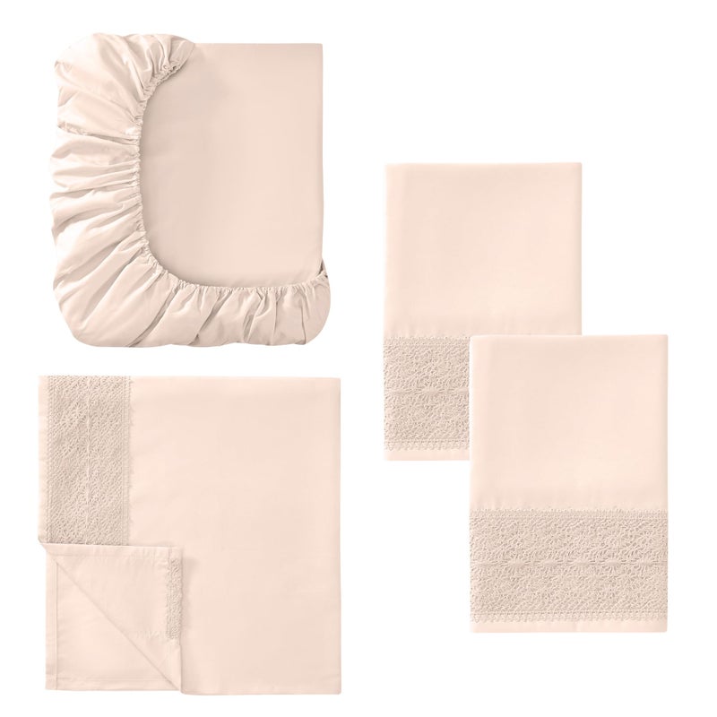 Modern Threads 4 Piece Microfiber Sheet Set â€“ Soft Cooling Bed Sheets with Crochet Lace â€“ Deep Pocket, Wrinkle Free, Breathable, Hotel Luxury Bedding, Blush Pink, Queen - Image 5